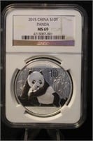 2015 Certified China Panda 1oz .999 Silver