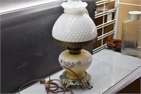 Floral and Hobnail Hurricane Table Lamp