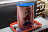 Vintage Disney Tin Metal Trash Can/Tray