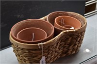 Lot Terracotta Planters and Basket