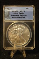 2015 MS70 1oz .999 American Silver Eagle