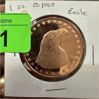 1OZ .999 COPPER BULLION ROUND EAGLE