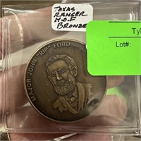TEXAS RANGER HALL OF FAME BRONZE ROP FORD COIN