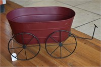 Red Metal Bucket Wagon