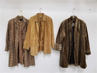 Three designer-style coats