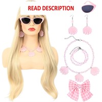 $30  Long Blonde Wig with Bangs for Cosplay Party