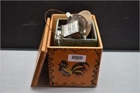 Woodpecker Woodware Rooster Box w/lid and misc