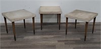 3 mid century modern wooden side tables