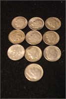 Lot of 10 Pre-64 Silver Dimes