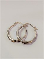 .925 Silver Hoop 1" Earrings   L2