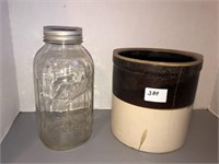 Stone crock and Ball jar
