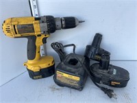 Dewalt drill, batteries & charger
