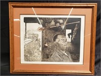 Framed "the guardian" etching signed