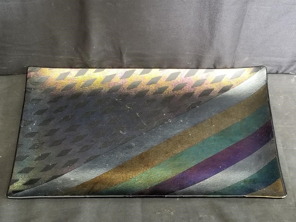 Signed glass art tray