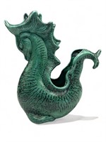 Vintage signed sea monster pottery vase 
12 1/2”