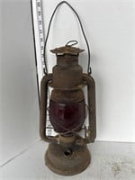 Beacon oil lantern w/ red glass