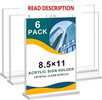 $28  8.5x11 T Shape Acrylic Sign Holder  6 Pack