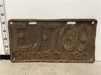 License plate- 1930 Ontario