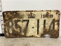 License plate- 1958 Ontario