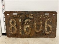 License plate- 1950 Ontario