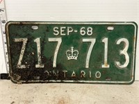 License plate- 1968 Ontario