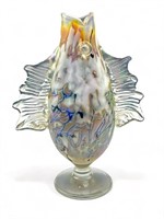 Rick Hunter signed 2016 art glass fish vase