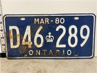 License plate- 1980 Ontario