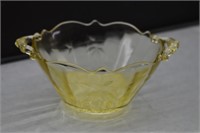Lancaster Yellow Etched Depression Glass Bowl