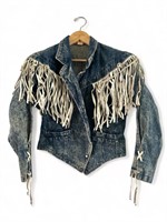 Vintage denim & leather fringe jacket by Contempo