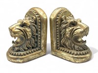 Roaring lion bookends, 8 3/4” h.