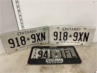 3 Ontario license plates