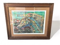 Framed abstract horse painting