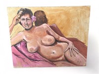 Signed female nude art on canvas, 
24” x 30”