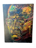 Abstract art painting of man on canvas