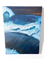 Nighttime ocean scene painting on canvas 
40” X
