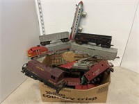 Box of O gauge train, rocket Express Marx toy