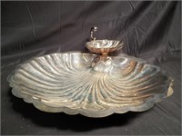 Vintage silver plate shell-form dip & chip dish