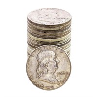 (20) Random Franklin Half Dollars in Roll
