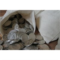 Canvas Bag with 250 Washington Quarters-90% Silver