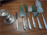 Sterling handled serving utensils and weighted
