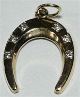 10KT YELLOW GOLD HORSESHOE DIAMOND PENDANT 2.90 GS