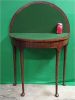 Queen Anne Style Game table, half round with flip