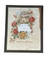 Antique framed 1819 Marriage Certificate