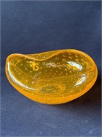Vintage amber glass candy dish
