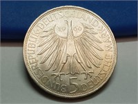 OF) UNC 1966-D Germany Silver 5 Mark