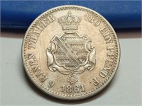 OF) 1861-B SAXONY ALBERTINE 1/6 Thaler Silver