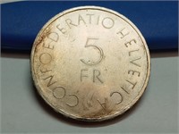 OF) 1963-B Silver 5 Francs Red Cross