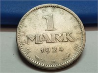 OF) 1924-A Weimar Silver 1 Mark
