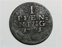 OF) 1791 1 Pfennig Lippe-Detmold