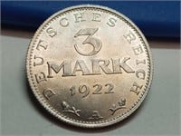 OF) 1922-A Weimar 3 Mark Aluminum